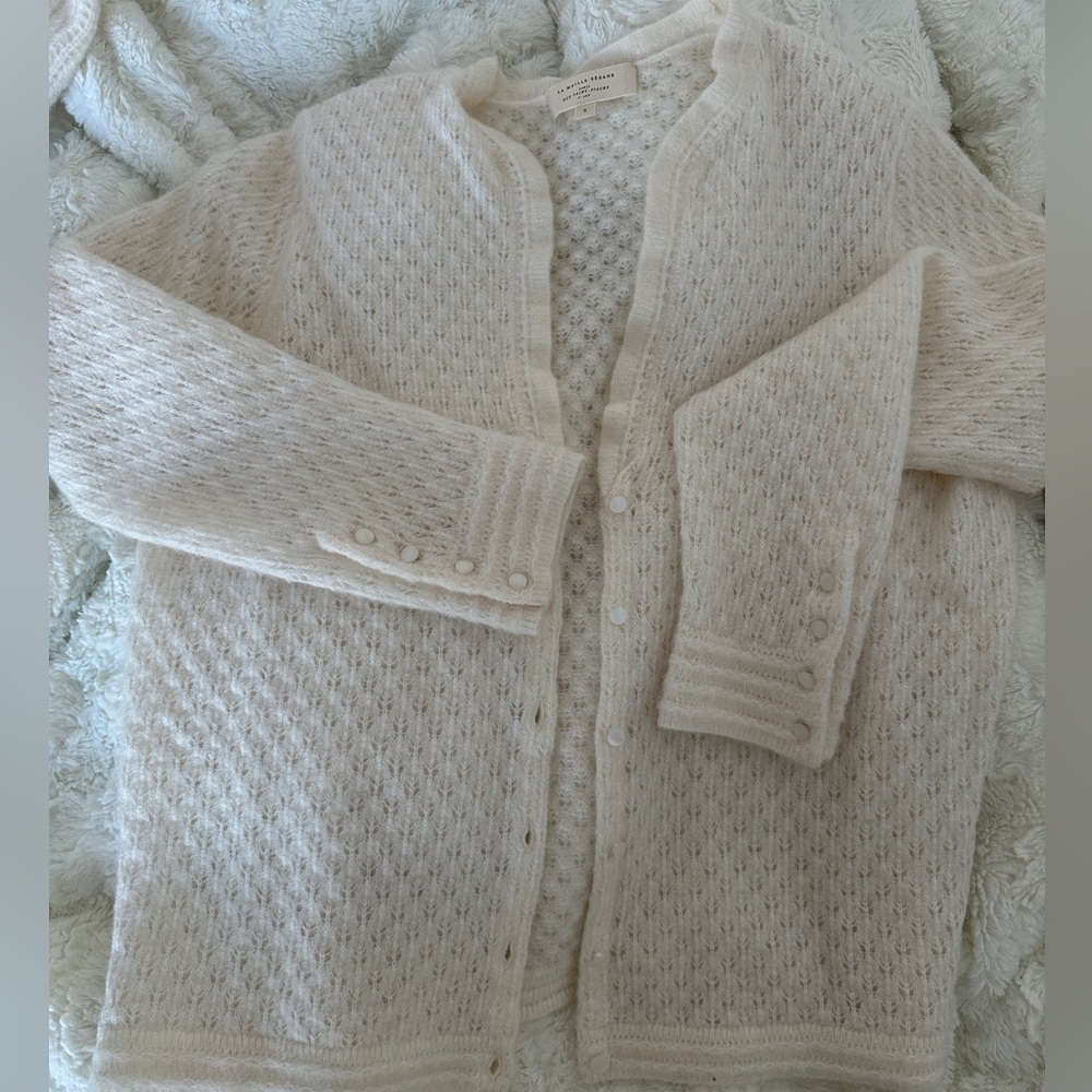 Sézane Cream Textured Mohair-Blend Cardigan - Picture 5 of 7